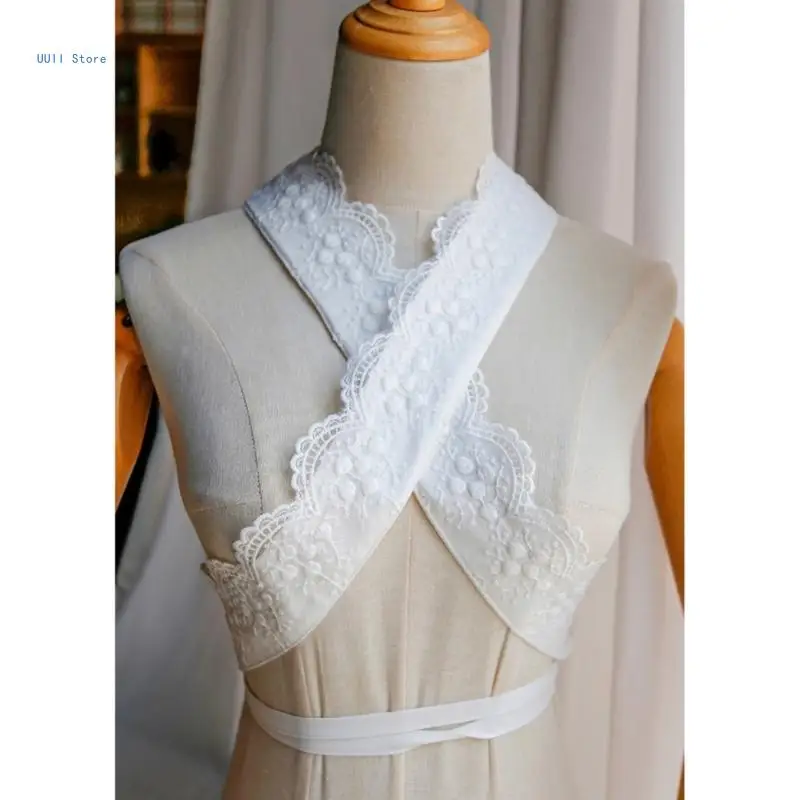 femmes élégantes dentelle à volants perles perlées faux col doux kimono col robe col doublure kimono ceinture accessoires femmes élégantes dentelle à volants perles perlées faux col doux kimono col robe col doublure kimono ceinture accessoires
