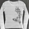 vintage goth emo fille harajuku manches longues t shirt femmes streetwear haut moulant été haute rue fille hauts courts 90s rue