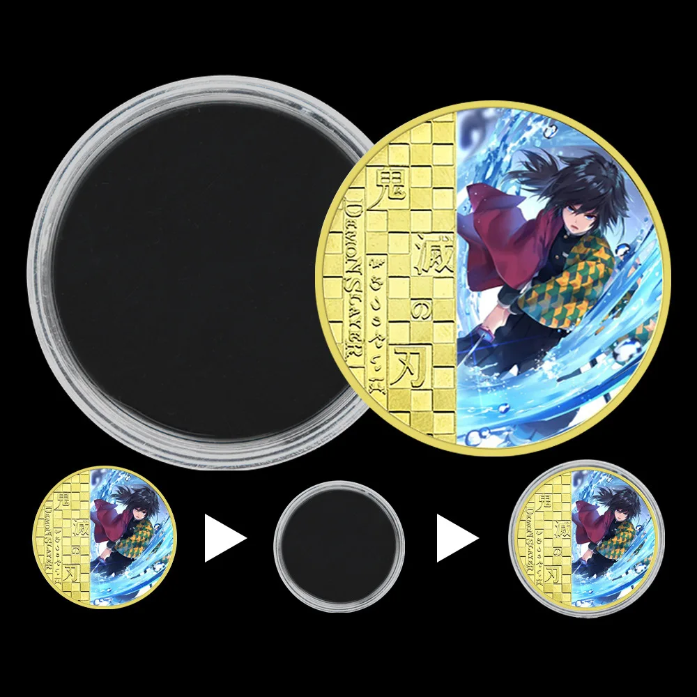 pièce commémorative en or anime demon slayer, kimetsu no yaiba, pièces de monnaie souvenirs en métal, collection d'art manga, ornements, cadeau de décoration artisanale pièce commémorative en or anime demon slayer, kimetsu no yaiba, pièces de monnaie souvenirs en métal, collection d'art manga, ornements, cadeau de décoration artisanale