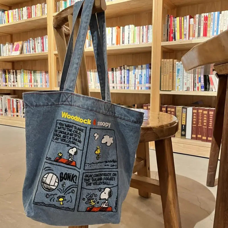 japonais mignon brodé snoopy épaule 가rétro polyvalent cowboy sac grande capacité sac fourre tout portable banlieue 가 japonais mignon brodé snoopy épaule 가rétro polyvalent cowboy sac grande capacité sac fourre tout portable banlieue 가