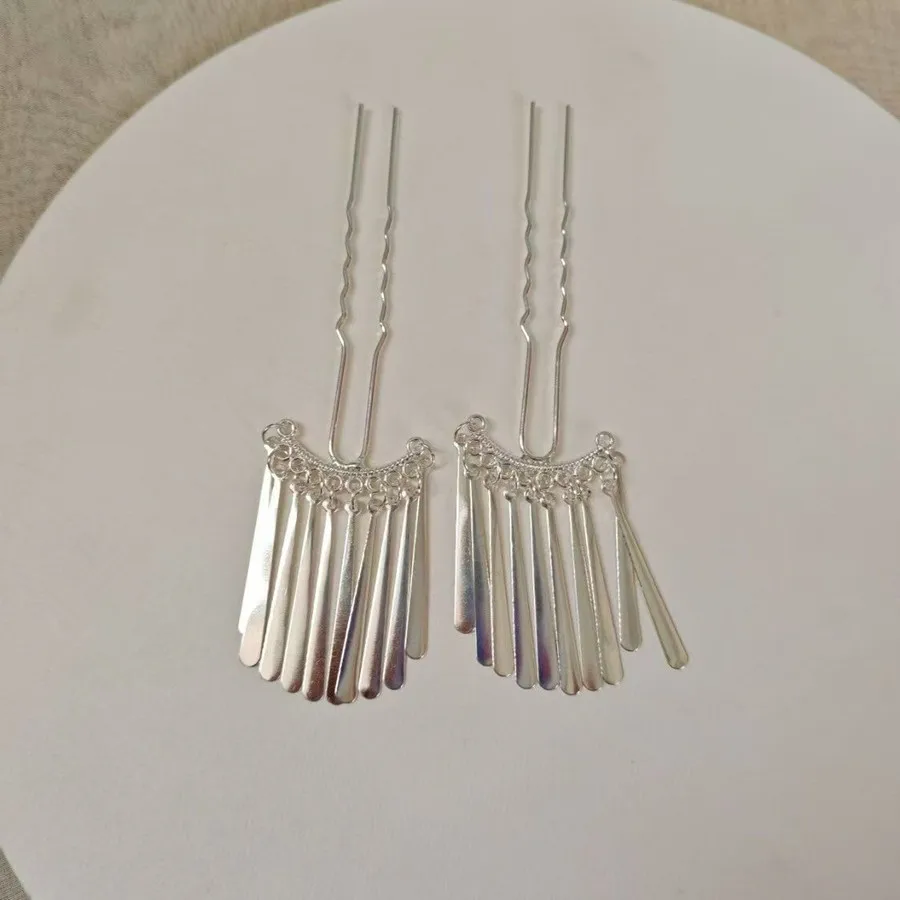 Épingle à cheveux geisha japonaise, longs pompons argentés, pour femmes, beau couvre chef de mariée, accessoire de cosplay kimono Épingle à cheveux geisha japonaise, longs pompons argentés, pour femmes, beau couvre chef de mariée, accessoire de cosplay kimono