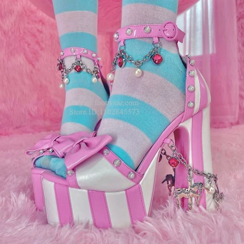 y2k noir rose doux arc punk plate forme sandales femmes talon épais cristal gemme talons hauts grande taille cosplay lolita chaussures de créateur y2k noir rose doux arc punk plate forme sandales femmes talon épais cristal gemme talons hauts grande taille cosplay lolita chaussures de créateur
