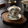 Ensemble Gaiwan en porcelaine de paysage de four Ru, soupière à thé, tasse à thé, bols à thé d’ouverture en céramique jaune chinoise, cérémonie du thé, 160ml Ensemble Gaiwan en porcelaine de paysage de four Ru, soupière à thé, tasse à thé, bols à thé d’ouverture en céramique jaune chinoise, cérémonie du thé, 160ml