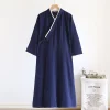 peignoir kimono pour hommes, peignoir en coton fin, grande taille, cardigan, sueur, cuit à la vapeur, avec poche, printemps et été