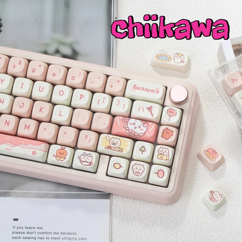 capuchons de touches de clavier mécanique, dessin animé chiikawa, kawaii, rond, mignon, hachiware, axe transversal, clé de remplacement, hauteur moa, matériau pbt capuchons de touches de clavier mécanique, dessin animé chiikawa, kawaii, rond, mignon, hachiware, axe transversal, clé de remplacement, hauteur moa, matériau pbt