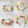 bandeau de fleurs de printemps, couronnes de fleurs bohème, guirlande florale, fausses roses, couronnes de mariage tressées, serre tête de vigne, ornement de cheveux