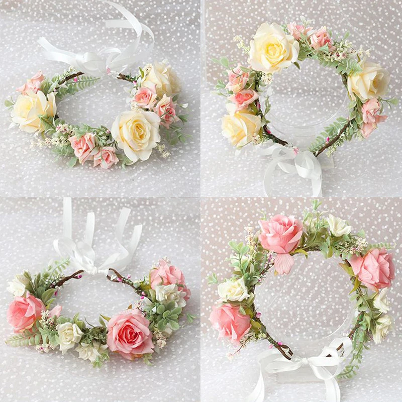 bandeau de fleurs de printemps, couronnes de fleurs bohème, guirlande florale, fausses roses, couronnes de mariage tressées, serre tête de vigne, ornement de cheveux bandeau de fleurs de printemps, couronnes de fleurs bohème, guirlande florale, fausses roses, couronnes de mariage tressées, serre tête de vigne, ornement de cheveux