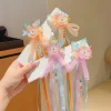 pinces à cheveux florales fairycore avec rubans et pompons – accessoires pour cheveux traditionnels chinois pour hanfu | cadeau pour les filles