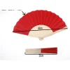 Éventail de danse en bois de style ethnique chinois, 16 carrés, couleur unie, pour la publicité, la performance sur scène, accessoires photo, outil cool d'été