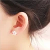 boucles d'oreilles en argent sterling 925, bijoux incrustés de fleurs de cerisier, clous d'oreilles en zircon rose, simples et populaires pour femmes