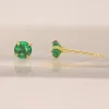ccfchain boucles d'oreilles yas en argent regardé 925, plaqué or 14 carats, vert émeraude, mini boucles d'oreilles rondes à quatre griffes japonaises et coréennes
