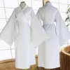 peignoir classique japonais pour femmes et hommes, vêtements de nuit yukata, doublure kimono blanche avec ceinture, performance sur scène, kimono cosplay