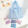 sanrio kuromi impression sac à provisions pliable sac à main mignon sac à provisions écologique fourre tout pochette pliante sac à main sac de supermarché