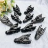 statue de tête de dragon en obsidienne argentée, pierre précieuse naturelle, figurine de crâne d'animal sculptée, ornement de chambre reiki, décoration de la maison, 3 en effet