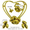ensemble de bijoux couleur or dubaï pour mariée, grand collier et boucles d'oreilles, bracelet de fête africain élégant, bague, bijoux