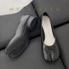 tabi chaussures ballet falts ballerine en cuir chaussures pour femmes bout fendu chaussures plates tabi sans lacet mocassins à fond souple avec nœud papillon