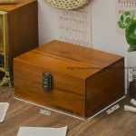 Boîte de rangement de table verrouillable vintage de style japonais, bois massif, pour organiser les documents et les articles divers, en bois Boîte de rangement de table verrouillable vintage de style japonais, bois massif, pour organiser les documents et les articles divers, en bois