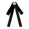 mode tissu noir arc perle broche élégante femmes chemise col broche corsage deuil funéraire broche bijoux vêtements décor cadeau