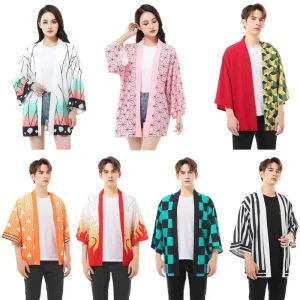 2025 Halloween Femmes/hommes été décontracté Cool Streetwear démon Slayer Kimetsu no Yaiba imprimer japonais Anime Kimono 2025 Halloween Femmes/hommes été décontracté Cool Streetwear démon Slayer Kimetsu no Yaiba imprimer japonais Anime Kimono