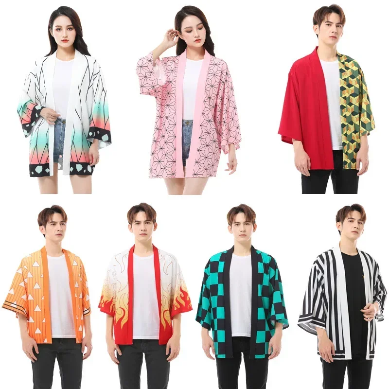 2025 Halloween Femmes/hommes été décontracté Cool Streetwear démon Slayer Kimetsu no Yaiba imprimer japonais Anime Kimono 2025 Halloween Femmes/hommes été décontracté Cool Streetwear démon Slayer Kimetsu no Yaiba imprimer japonais Anime Kimono