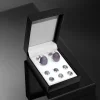ensembles de clous et boutons de manchette de smoking pour hommes, cristal noir, boutons de manchette de mariage, biscuits en pierre d'opale, cadeau de toilettage violet
