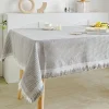 nappe à motif écossais avec pompons, anti poussière, couverture de meubles de style campagnard, rectangulaire, moderne, tapis de pique nique de jardin, salle à manger