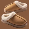 pantoufles d'hiver antidérapantes pour femmes, chaussures d'intérieur, pantoufles chaudes en coton doublées de polaire en peluche avec semelle souple pour le confort de la maison