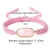 bracelet en corde tissée rose fleur de cerisier pour femmes, quartz rose naturel, pendentif en pierre d'oeil de chat, bijoux porte bonheur pour filles, cadeau
