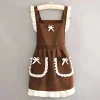 tablier japonais mignon avec ceinture pour femme, robe de femme de chambre, cuisine, ménage, restaurant, vêtements de travail, café, salopette