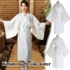 peignoir classique japonais pour femmes et hommes, vêtements de nuit yukata, doublure kimono blanche avec ceinture, performance sur scène, kimono cosplay