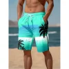 short de plage décontracté pour hommes, vacances hawaïennes, imprimé paysage crépuscule, short de planche harajuku, mode d'été, malles amusantes pour hommes