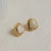 boucles d'oreilles vintage en résine carrée couleur café pour femmes et filles, boucles d'oreilles géométriques irrégulières en métal, bijoux tendance 2025