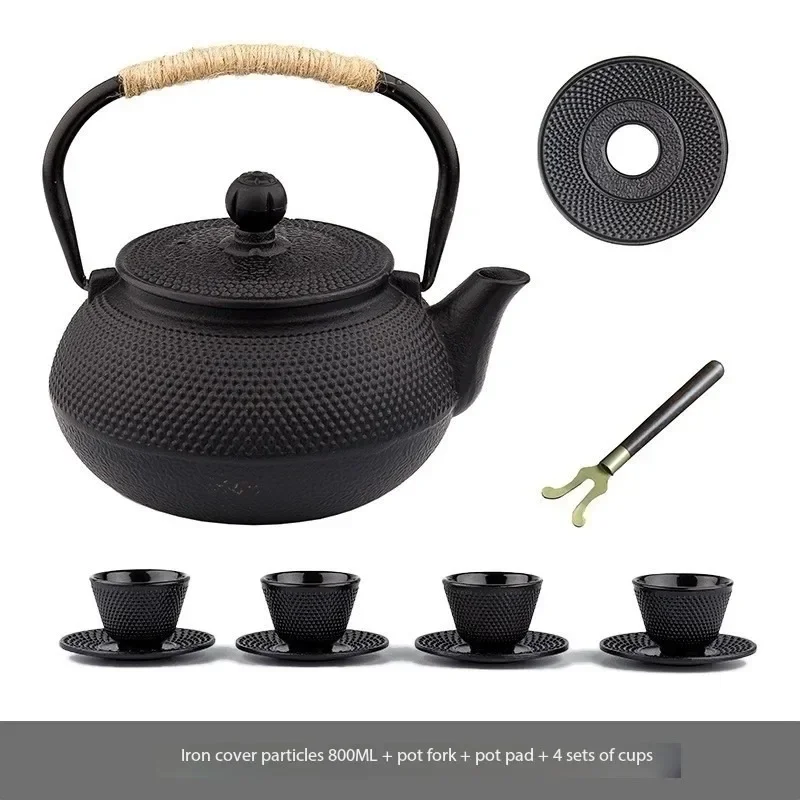 théière en fer faite à la main, bouilloire à thé de style japonais moulé antique pour l'eau bouillante, ensemble d'accessoires, poêle à charbon de bois, service de thé de cuisine théière en fer faite à la main, bouilloire à thé de style japonais moulé antique pour l'eau bouillante, ensemble d'accessoires, poêle à charbon de bois, service de thé de cuisine