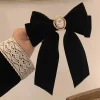 Épingles à cheveux avec nœud en velours noir, pinces à cheveux en alliage de roses pour femmes, barrette queue de cheval à la mode, accessoires heawear, nouvelle collection