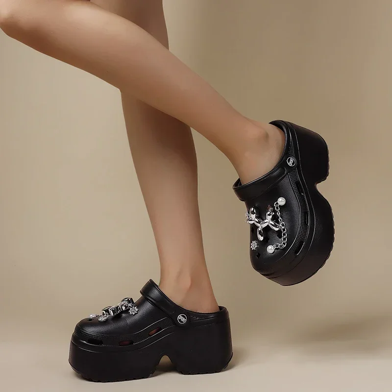 sandales à plateforme épaisse pour femmes, chaussures de jardin à semelle optique à enfiler, sabots bricolage, parker fermé, toboggans de plage coordonnants, été, nouveau, 2025 sandales à plateforme épaisse pour femmes, chaussures de jardin à semelle optique à enfiler, sabots bricolage, parker fermé, toboggans de plage coordonnants, été, nouveau, 2025