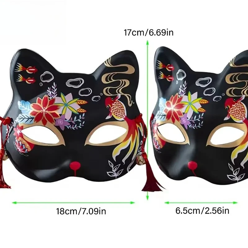 masque de cosplay demi masque fait à la main, masque de chat japonais, style japonais pour spectacles sur scène, anime cosplay masque de cosplay demi masque fait à la main, masque de chat japonais, style japonais pour spectacles sur scène, anime cosplay