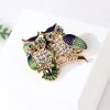 broches double hibou tendance, strass, badge, oiseau, animal, fête, costume décontracté, badge de décoration pour femmes, cadeaux de corsage