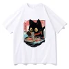 Été kawaii chat mangeant des nouilles ramen anime t shirt hommes/femmes vêtements harajuku vêtements unisexe hauts t shirts graphiques t shirts été