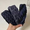 1 pièce de style ultra miu! bandeau large en tissu bleu foncé tricoté à la main, bandeau de mode rétro de style coréen pour augmenter le volume de la couronne