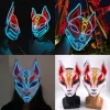 Masque de Renard Japonais à Lumière LED Néon, Costume d’Halloween, Accessoires de ixde brevCosplay Masque de Renard Japonais à Lumière LED Néon, Costume d’Halloween, Accessoires de ixde brevCosplay