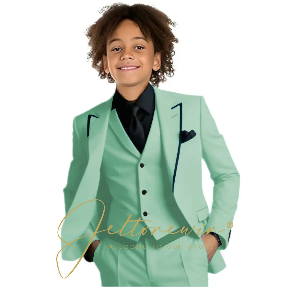 costumes formels blancs pour garçons, tuxedos de dîner pour petits garçons d'honneur, pour fête de mariage, costume de bal, ensemble de 3 pièces costumes formels blancs pour garçons, tuxedos de dîner pour petits garçons d'honneur, pour fête de mariage, costume de bal, ensemble de 3 pièces