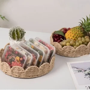 Panier de rangement en forme d&rsquo;éventail de Style japonais, panier de rangement polyvalent décoratif fait à la main, panier en corde de papier écologique