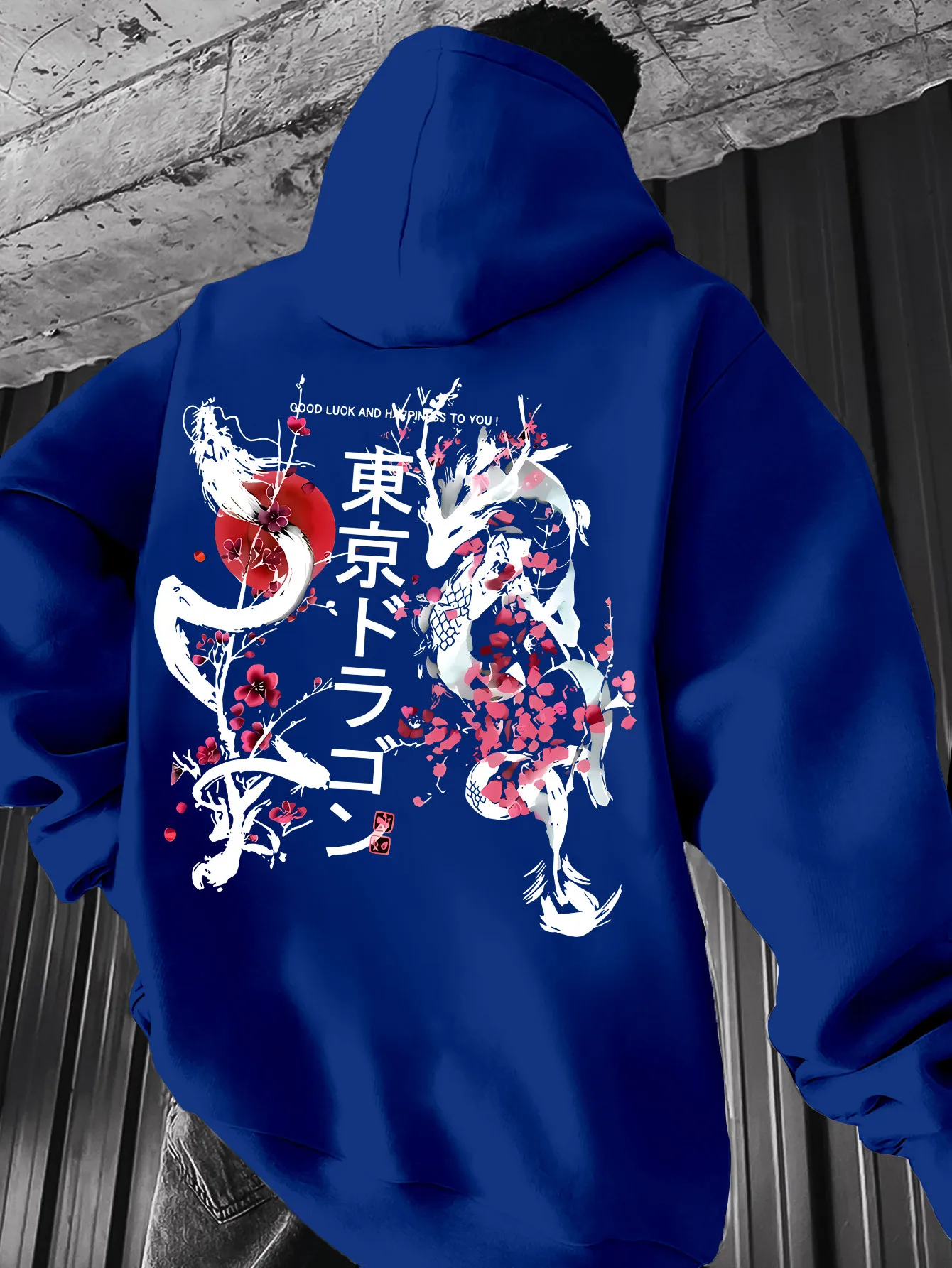 sweat à capuche dragon noir pour hommes avec imprimé fleur de cerisier japonais, pull streetwear dragon tokyo pour la chance sweat à capuche dragon noir pour hommes avec imprimé fleur de cerisier japonais, pull streetwear dragon tokyo pour la chance