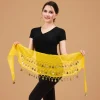 Écharpe de hanche pour danse du ventre, pièces de monnaie de couleur or, trois couches en mousseline de soie, chaîne de taille, facile à porter, réglable