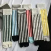 chaussettes rétro colorées à bout rayé, tube central fendu, en coton peigné, harajuku, chaussettes tabi japonaises pour femmes