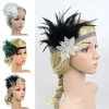 bande de sauna à paillettes en biscuits pour femmes et filles, noir, perlé, évasé, plume, vintage, fête, pièce, accessoires pour cheveux