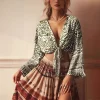 happie queens femmes sauvage floral 2025 plage été court kimono volants manches évasées vacances bohème bikini boho couvertures