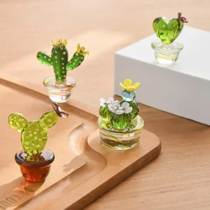 Figurines de Cactus en verre de Murano faites à la main, ornements artisanaux de bureau, plante Miniature créative colorée et mignonne pour la décoration de la maison