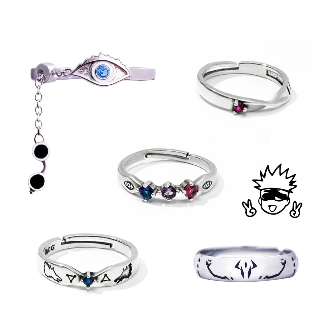 Jujutsu Kaisen – bague réglable pour hommes et femmes, accessoires de bijoux, symbole de figurine d’anime, décoration, accessoires de Cosplay, cadeaux pour fans Jujutsu Kaisen – bague réglable pour hommes et femmes, accessoires de bijoux, symbole de figurine d’anime, décoration, accessoires de Cosplay, cadeaux pour fans
