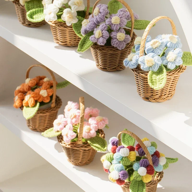 fleur tricotée en pot, fleurs créatives au crochet, plante tissée à la main, fleurs tissées finies, décoration de bureau et de maison fleur tricotée en pot, fleurs créatives au crochet, plante tissée à la main, fleurs tissées finies, décoration de bureau et de maison